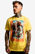 Dropping Chaos | T-Shirt | Skater Shirt Gelb Shirt DroppingChaos-SkaterShirt-streetwear-tshirt-gelb-Front.-Modell-Mann-01