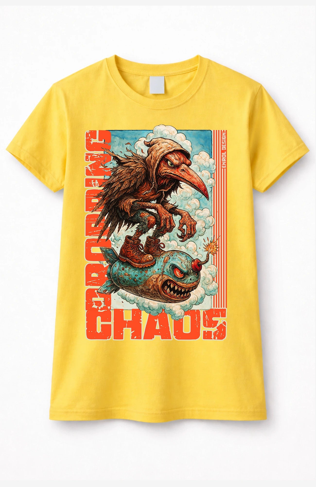 Dropping Chaos T-Shirt – Skater Shirt Gelb Shirt DroppingChaos-SkaterShirt-streetwear-tshirt-gelb-Front.