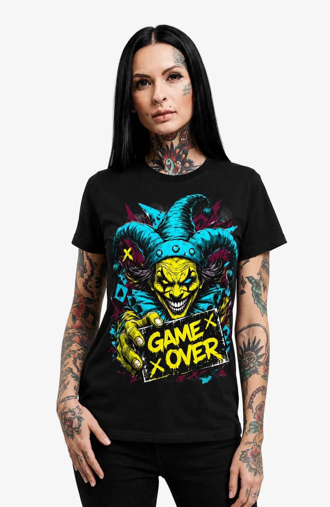 Final Trick | Shirt Damen | Schwarz Shirt GameOver-Art-SkaterShirt-streetwear-Women-Black-Frontside-EnrolDesign-EnrolShop.-02