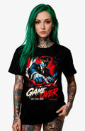 Game Over | T-Shirt | schwarz | Statement T-Shirt Shirt GameOver-SkaterShirt-streetwear-tshirt-weiss-WomenFront-01