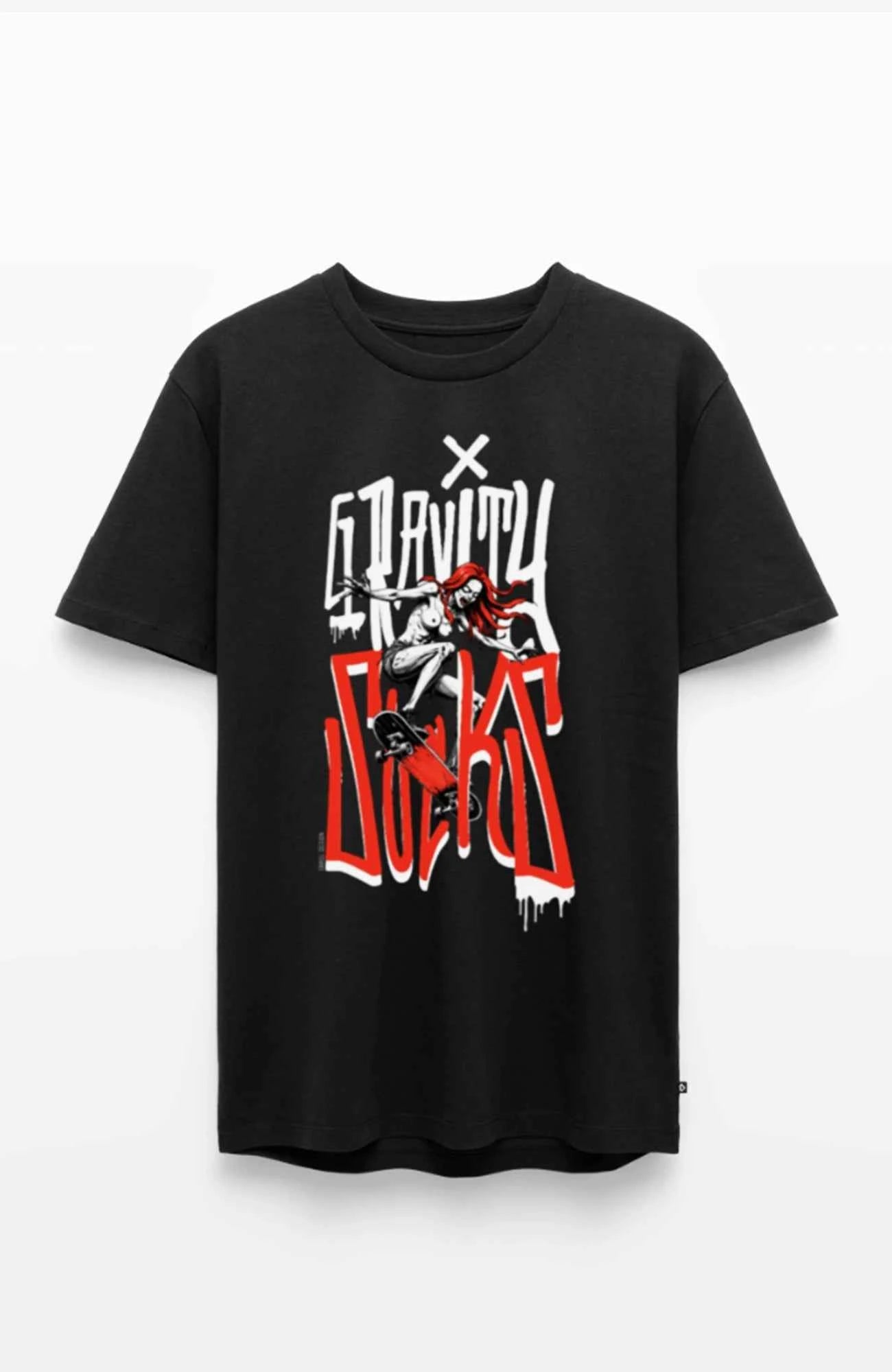 Gravity Sucks T-Shirt – Skate Streetwear Shirt Schwarz Shirt GravitySucks-streetwear-tshirt-schwarz-Front