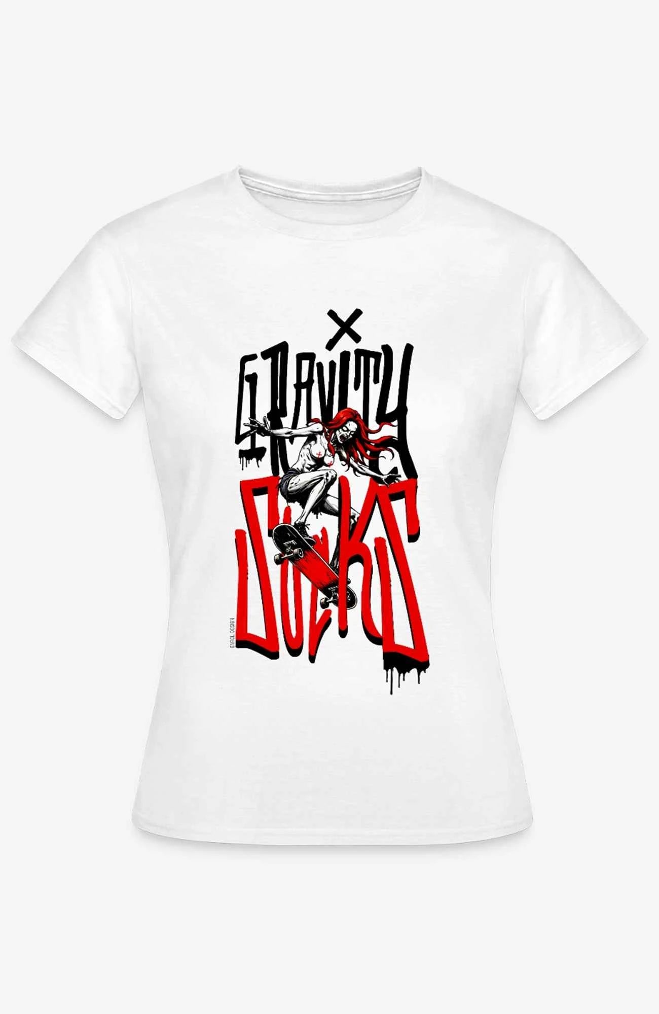 Gravity Sucks T-Shirt – Skate Streetwear Shirt weiß Shirt GravitySucks-streetwear-tshirt-weiss-Front