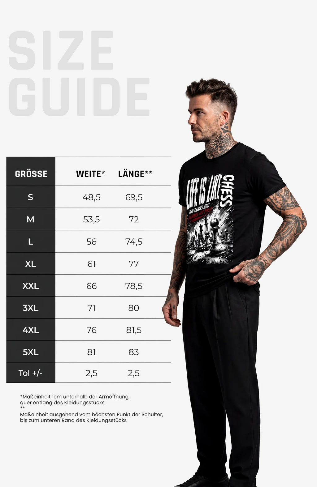 Life is like Chess | T-Shirt | schwarz | Skater T-Shirt Shirt LifelikeChess-EnrolDesign-streetwear-skater-T-Shirt-white-Front-EnrolShop-Men-SizeGuide