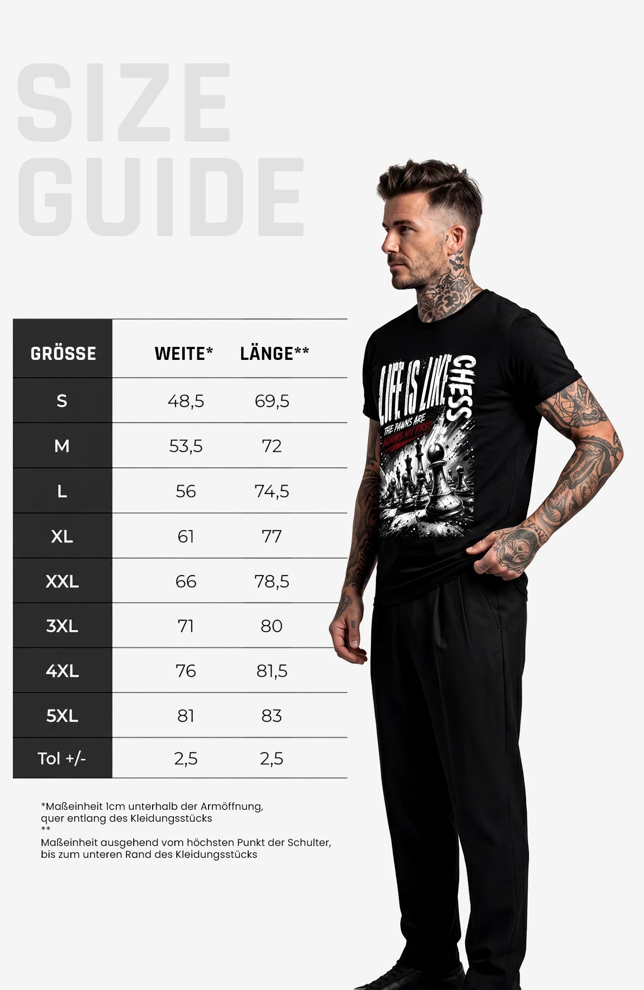 Life is like Chess | T-Shirt | schwarz | Skater T-Shirt Shirt LifelikeChess-EnrolDesign-streetwear-skater-T-Shirt-white-Front-EnrolShop-Men-SizeGuide