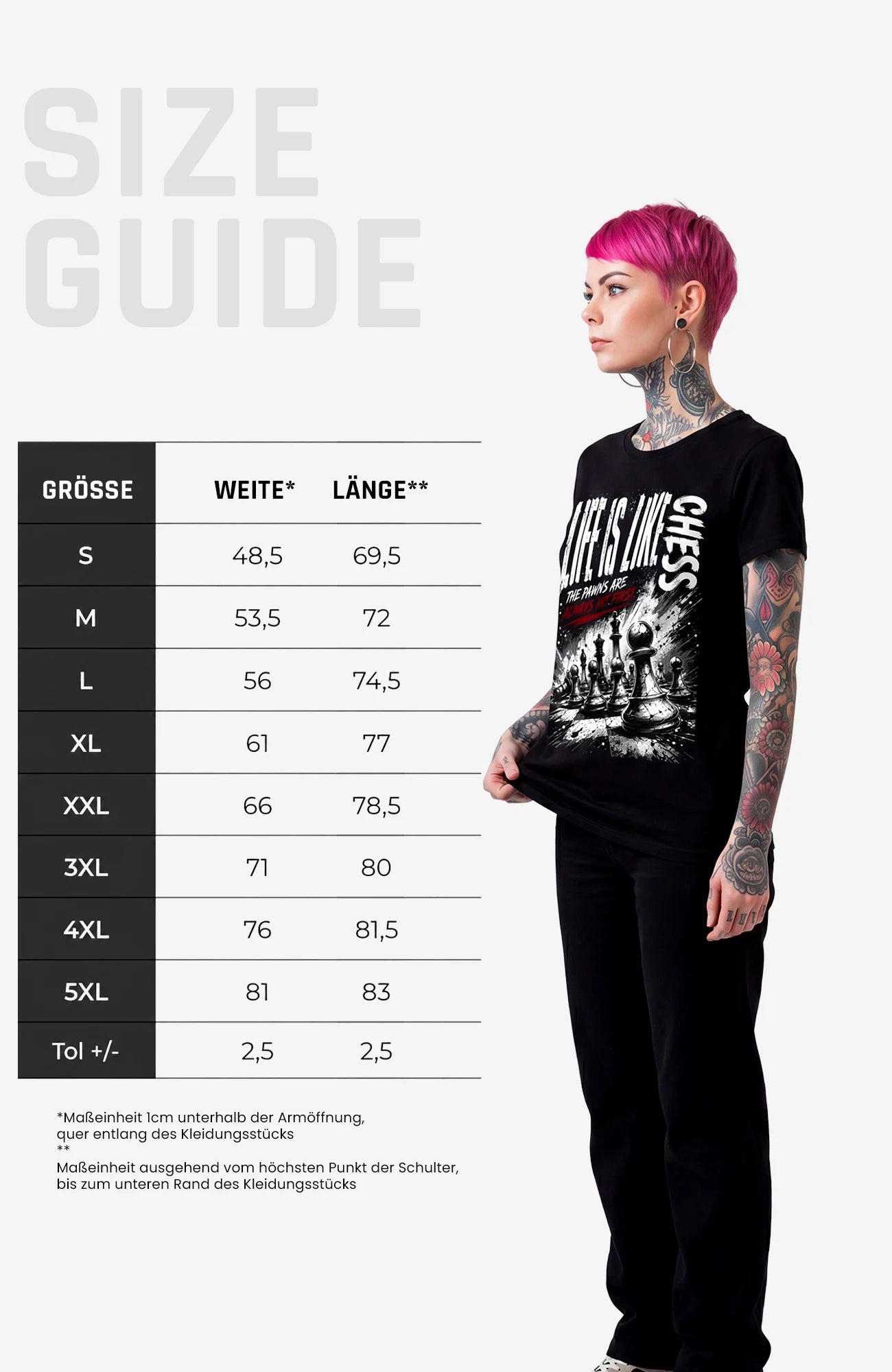Life is like Chess | T-Shirt | schwarz | Skater T-Shirt Shirt LifelikeChess-EnrolDesign-streetwear-skater-T-Shirt-white-Front-EnrolShop-Women-SizeGuide