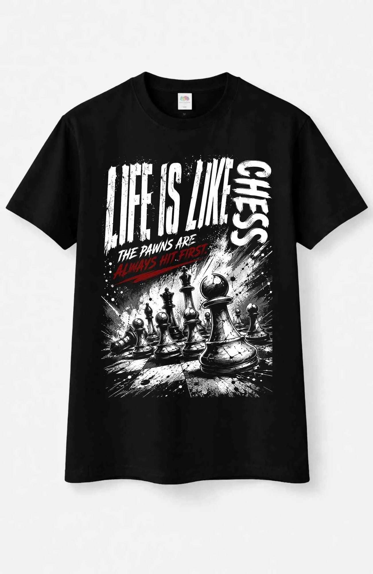 Life is like Chess | T-Shirt | schwarz | Skater T-Shirt Shirt LifelikeChess-EnrolDesign-streetwear-skater-T-Shirt-white-Front-EnrolShop