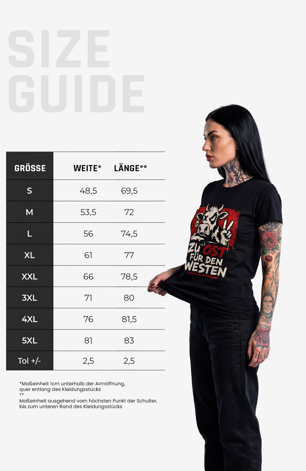 Zu Ost für den Westen | T-Shirt | Schwarzes Streetwear Shirt Shirt LocalShirt-ZuOstfuerdenWesten-Women-Art-streetwear-Black-Front-EnrolDesign-EnrolShop.-SizeGuide