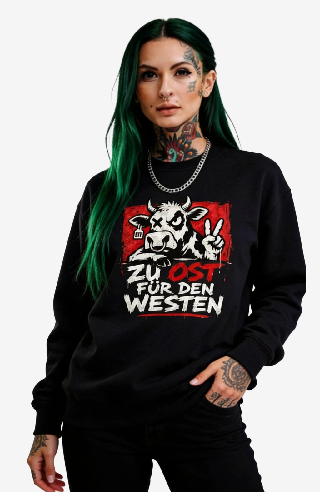 Zu Ost für den Westen | Sweatshirt | Schwarz Sweatshirt LocalSweatshirt-ZuOstfuerdenWesten-Art-streetwear-Black-Front-EnrolDesign-EnrolShop.-02