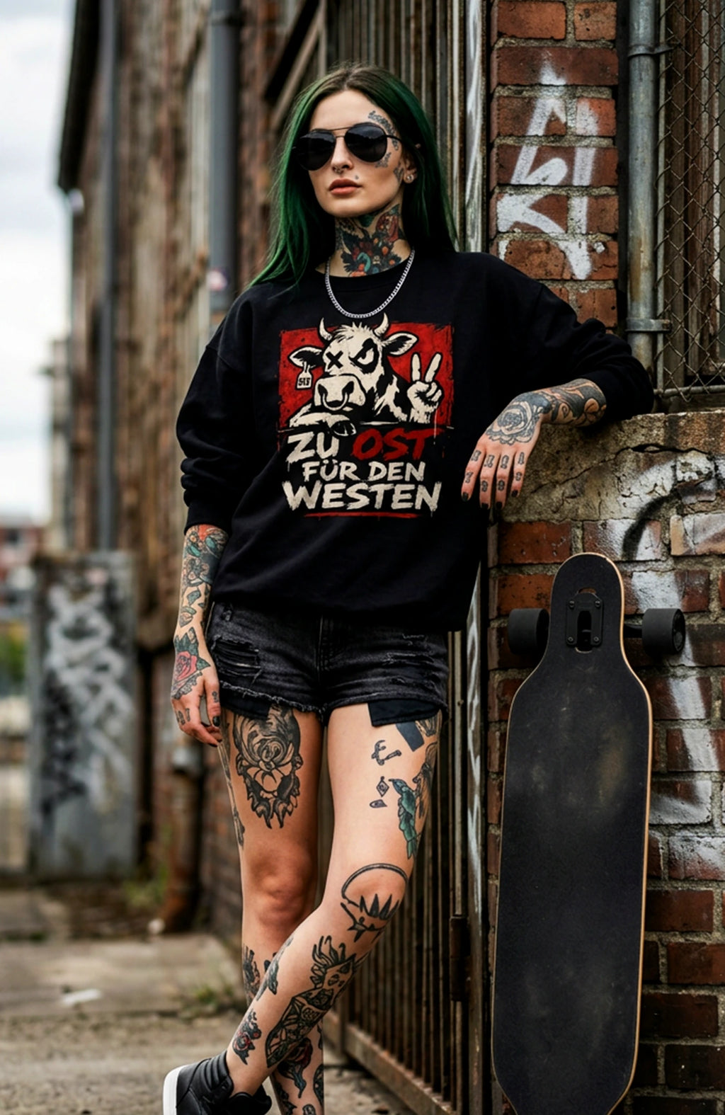 Zu Ost für den Westen | Sweatshirt | Schwarz Sweatshirt LocalSweatshirt-ZuOstfuerdenWesten-Art-streetwear-Black-Front-EnrolDesign-EnrolShop.-03