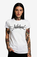 Muldestausee Script | T-Shirt | Edition Shirt Muldestausee-Art-DamenSkaterShirt-streetwear-tshirt-weiss-Front-EnrolDesign-EnrolShop-01