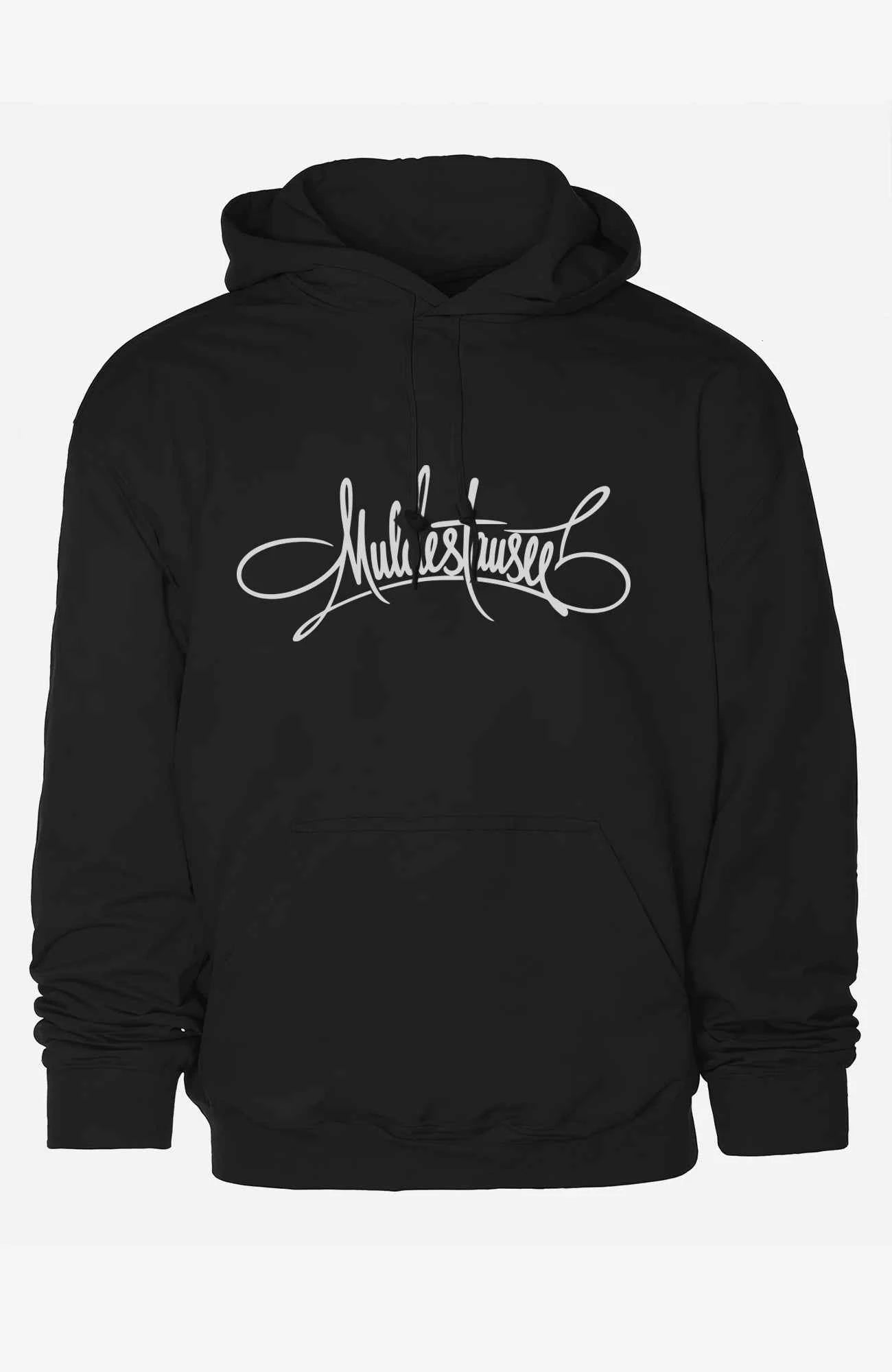 Muldestausee Script Hoodie – BlackEdition Hoodie Muldestausee-Art-SkaterHoodie-streetwear-Black-Front-EnrolDesign-EnrolShop