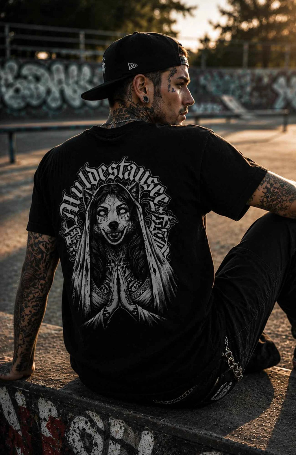 Muldestausee Art Backprint | T-Shirt | Schwarz Shirt Muldestausee-Art-SkaterShirt-streetwear-Mann-Black-Backside-EnrolDesign-EnrolShop.-01