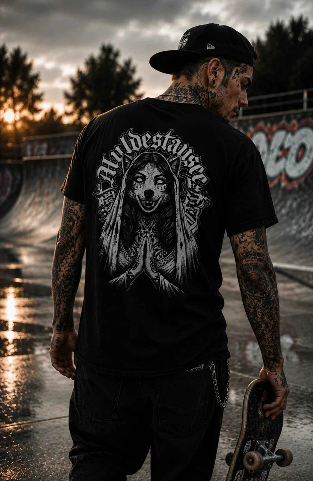 Muldestausee Art Backprint | T-Shirt | Schwarz Shirt Muldestausee-Art-SkaterShirt-streetwear-Mann-Black-Backside-EnrolDesign-EnrolShop.-03