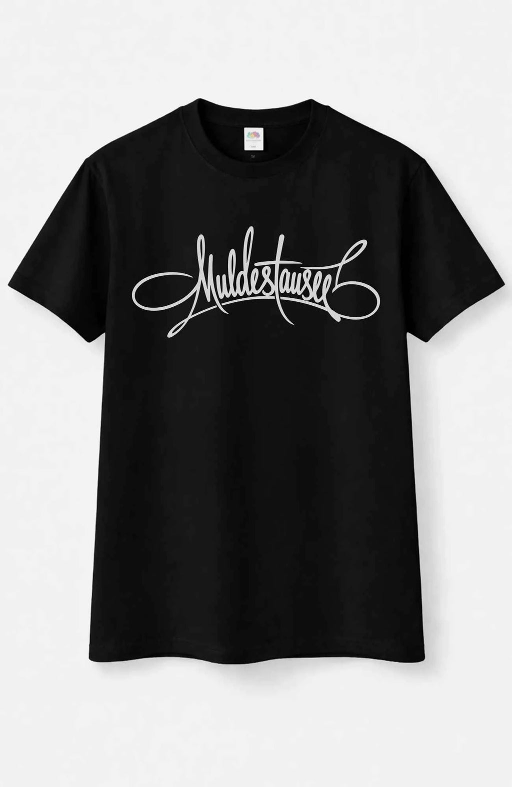 Muldestausee Script | T-Shirt | Black Edition Shirt Muldestausee-Art-SkaterShirt-streetwear-tshirt-black-Front-EnrolDesign-EnrolShop