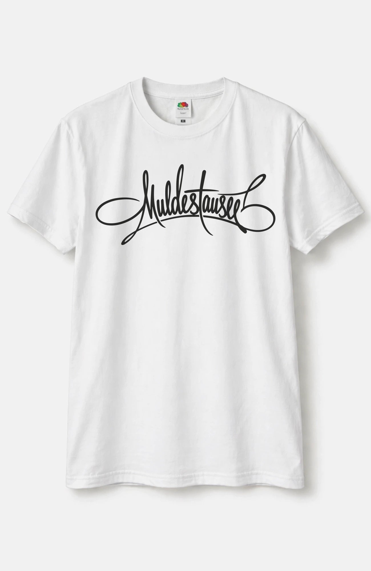 Muldestausee Script | T-Shirt | Edition Shirt Muldestausee-Art-SkaterShirt-streetwear-tshirt-weiss-Front-EnrolDesign-EnrolShop