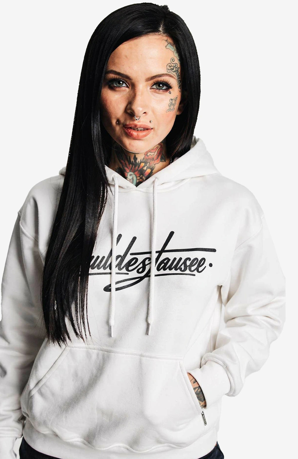 Muldestausee Hoodie Weiss – Minimalistischer Streetwear Hoodie Hoodie Muldestausee-SkaterHoodie-streetwear-Hoodie-white-Front-EnrolDesign-EnrolShop-Model01