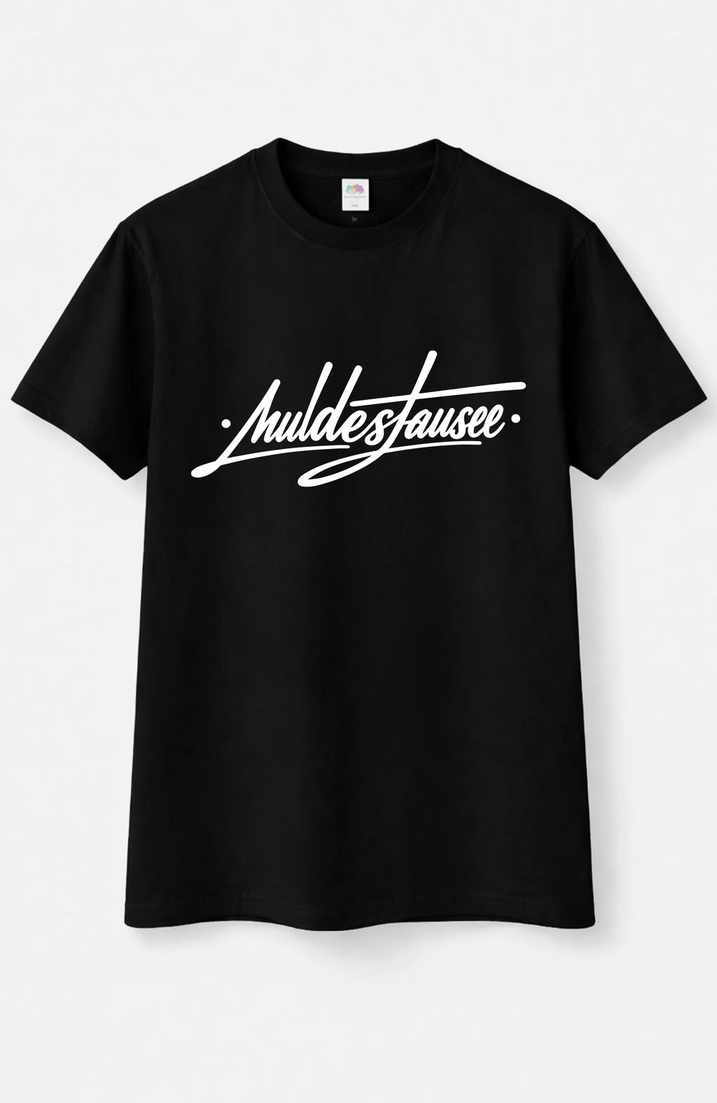 Muldestausee Bundle – T-Shirt & Vinyl Sticker im Streetwear Set Bundle Muldestausee-SkaterShirt-streetwear-tshirt-black-Front-EnrolDesign-EnrolShop