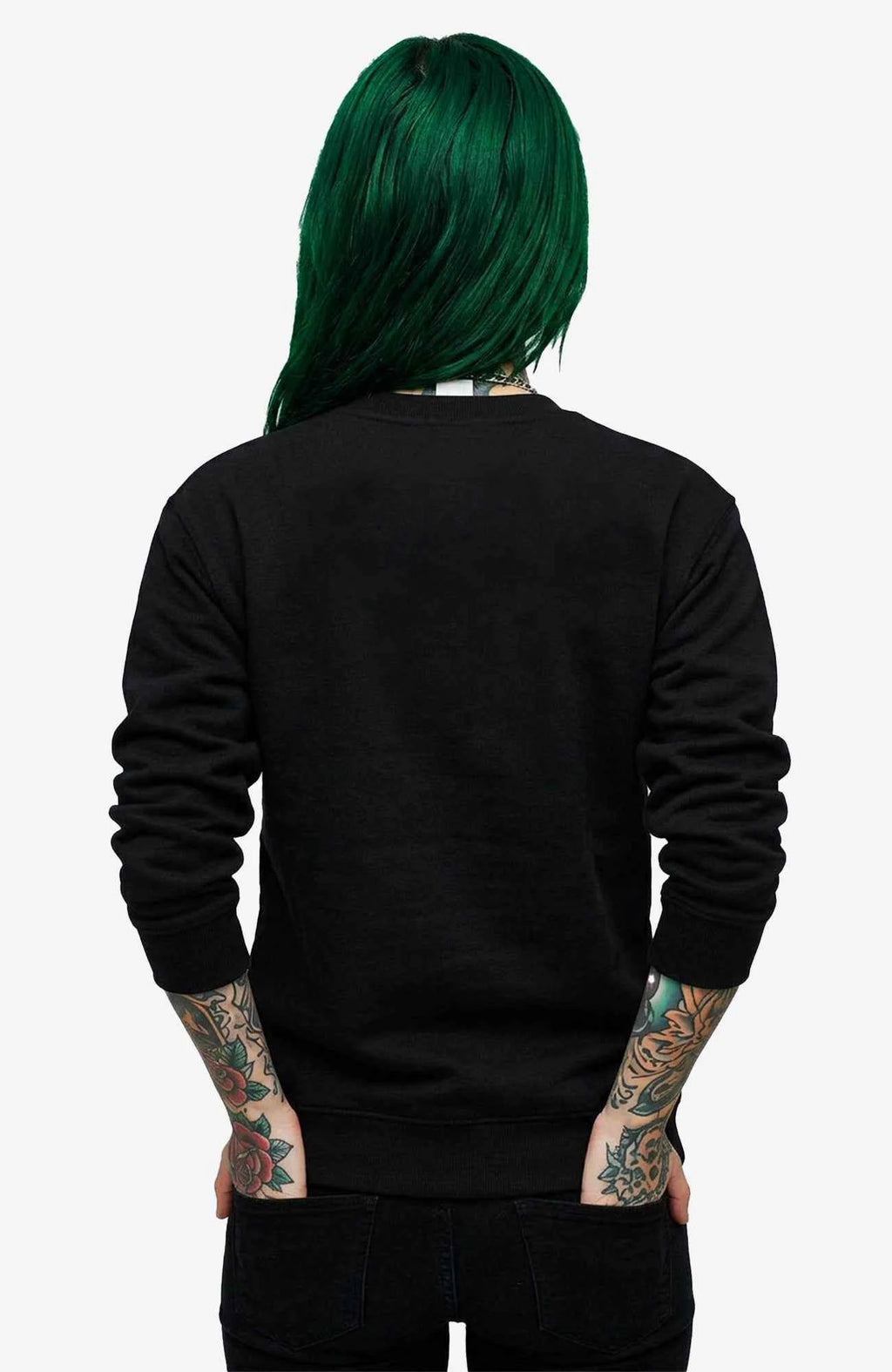 Muldestausee Sweatshirt Schwarz Sweatshirt Muldestausee-SkaterSweatshirt-streetwear-Sweatshirt-Women-black-Back-EnrolDesign-EnrolShop-Model01