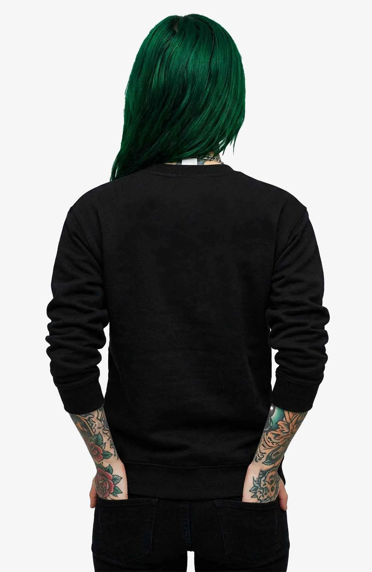 Muldestausee Sweatshirt Schwarz Sweatshirt Muldestausee-SkaterSweatshirt-streetwear-Sweatshirt-Women-black-Back-EnrolDesign-EnrolShop-Model01