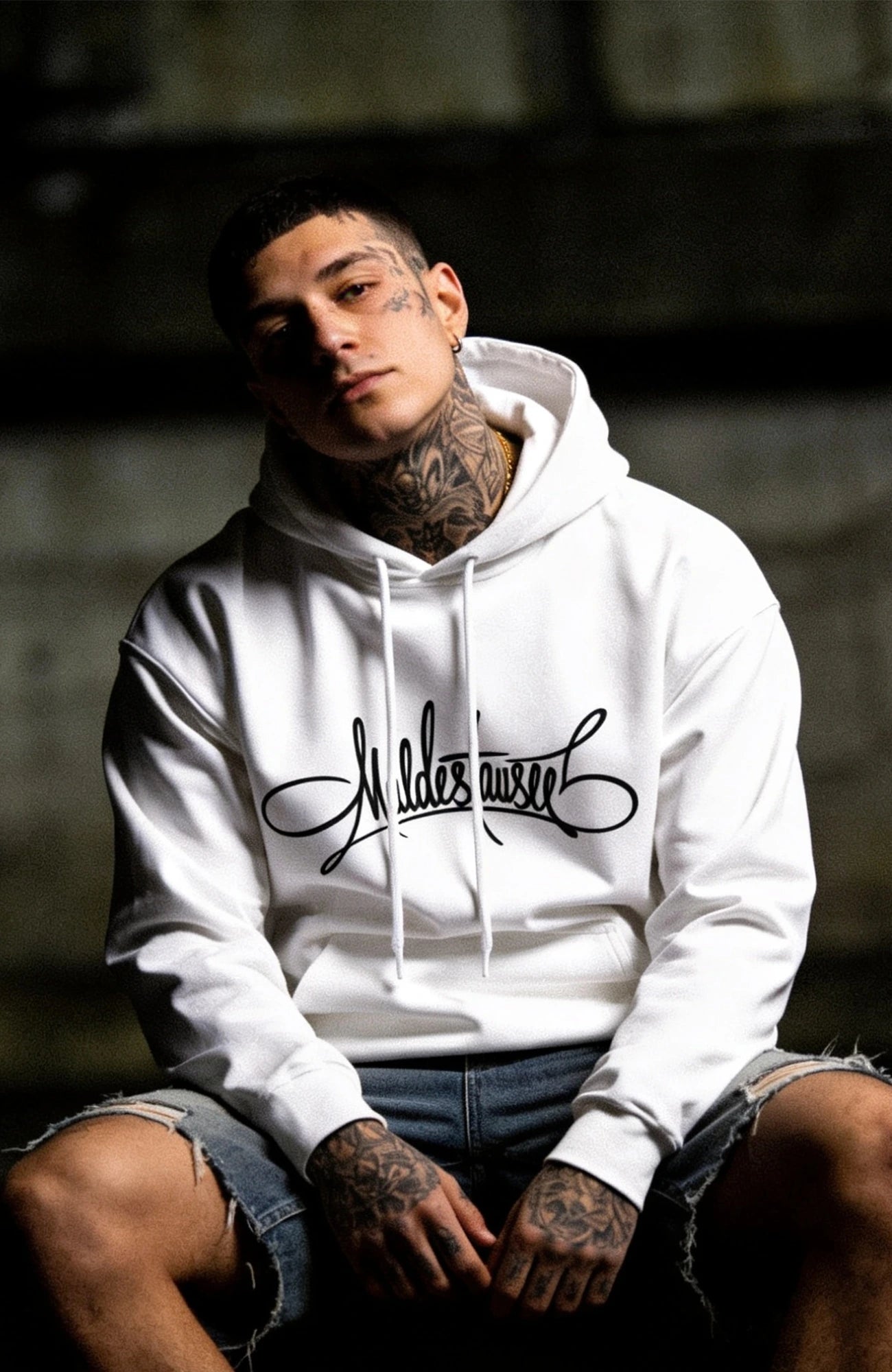 Muldestausee Script Hoodie – White Edition Hoodie Muldestausee_-_Art_-_Herren_Skater_Hoodie-_streetwear-_white_-_Front_-_EnrolDesign_-_EnrolShop_-_02
