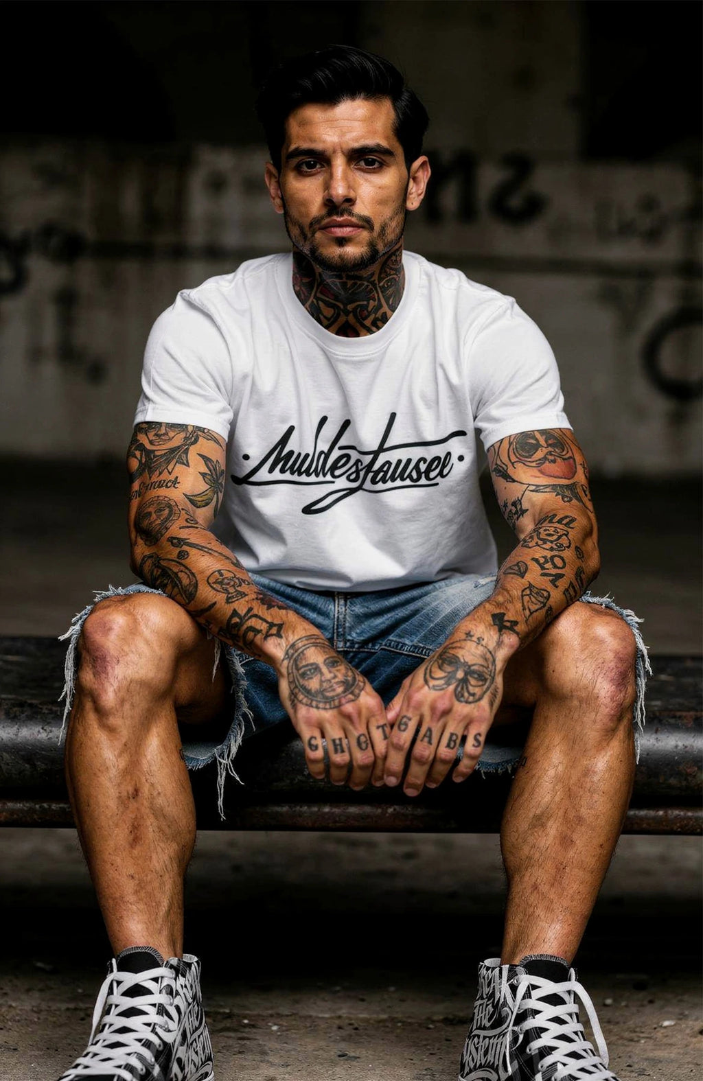 Muldestausee |T-Shirt | Weiss | Streetwear Shirt Shirt Muldestausee_-_Skater_Shirt_-streetwear-tshirt-white-Front_-_EnrolDesign_-_EnrolShop_-_Modell_Mann_-_02