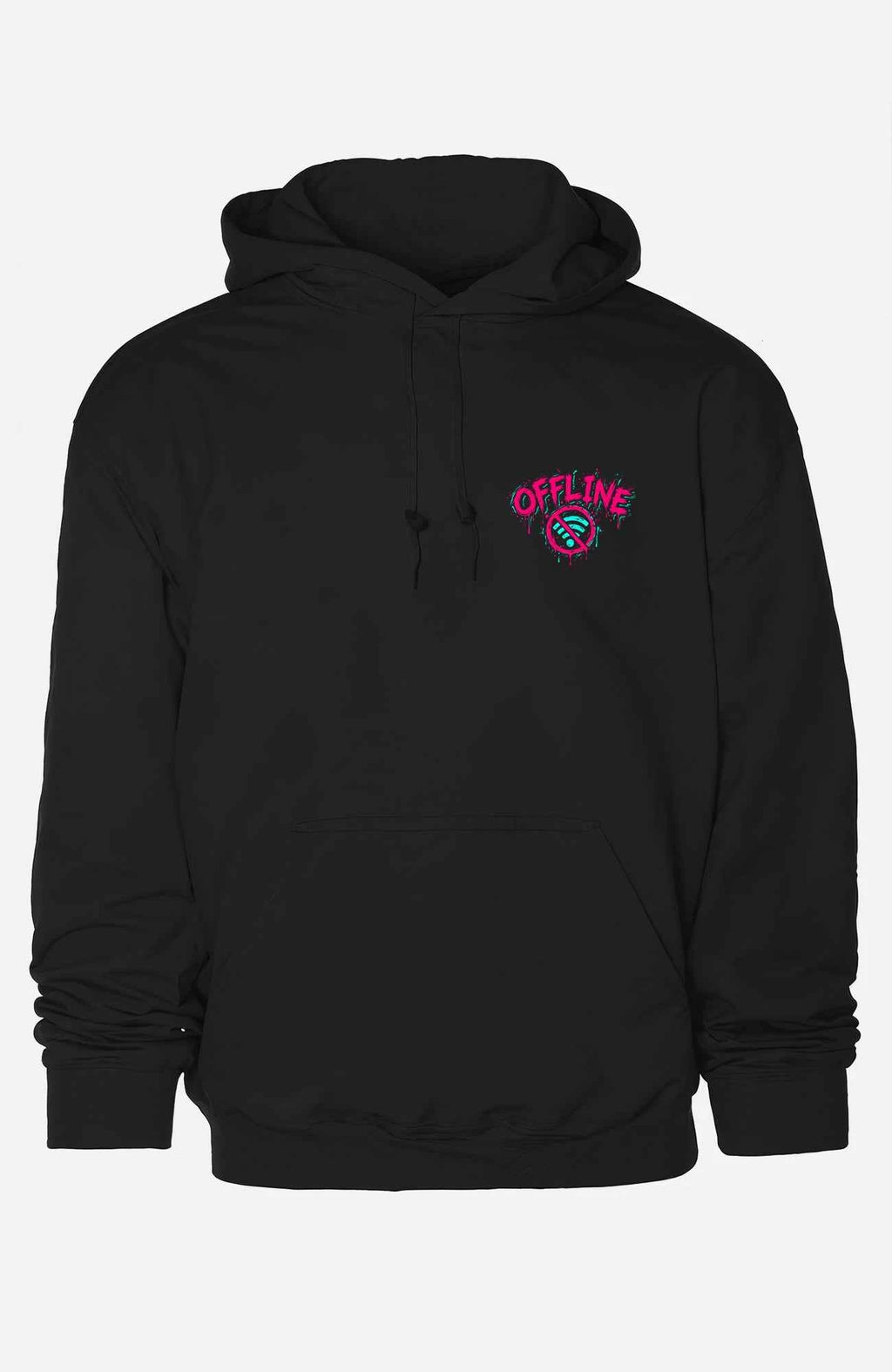 Offline ist Luxus | Hoodie Damen | Dark Hoodie OfflineistLuxus-SkaterHoodie-streetwear-Hoodie-Black-Frontprint-Front-EnrolDesign-EnrolShop