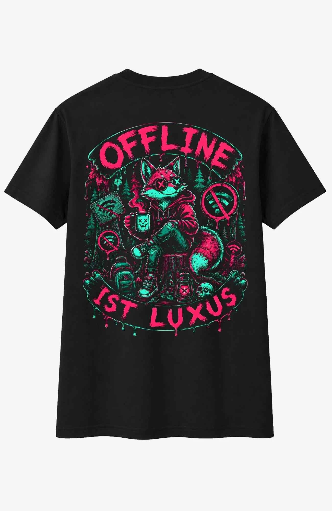 OFFLINE IST LUXUS | T-Shirt | Schwarz Shirt OfflineistLuxus-SkaterShirt-streetwear-tshirt-Black-Backprint-Front-EnrolDesign-EnrolShop