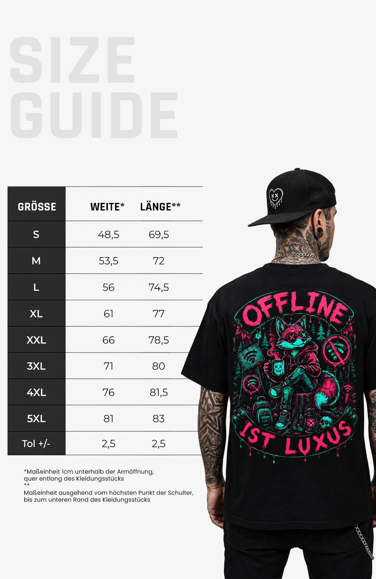 OFFLINE IST LUXUS | T-Shirt | Schwarz Shirt OfflineistLuxus-SkaterShirt-streetwear-tshirt-Black-Backprint-Frontprint-EnrolDesign-EnrolShop-SizeGuide