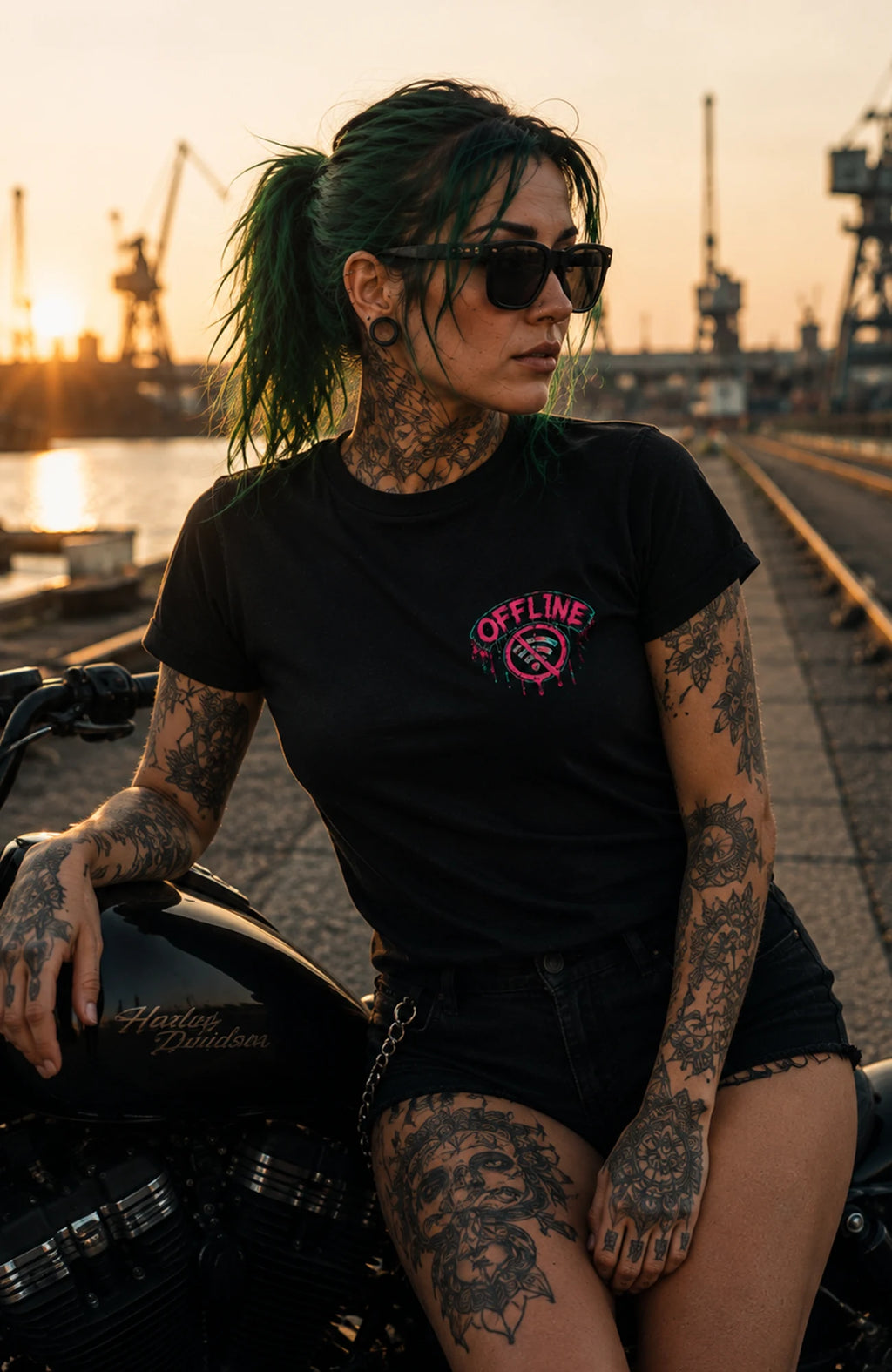 OFFLINE IST LUXUS | T-Shirt | Schwarz Shirt OfflineistLuxus-SkaterShirt-streetwear-tshirt-Black-Backprint-Frontprint-EnrolDesign-EnrolShop-Women04