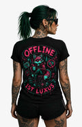 OFFLINE IST LUXUS | T-Shirt | Schwarz Shirt OfflineistLuxus-SkaterShirt-streetwear-tshirt-Black-Backprint-Frontprint-EnrolDesign-EnrolShop-Women05