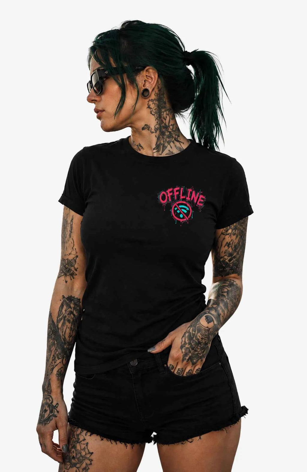 OFFLINE IST LUXUS | T-Shirt | Schwarz Shirt OfflineistLuxus-SkaterShirt-streetwear-tshirt-Black-Backprint-Frontprint-EnrolDesign-EnrolShop-Women09