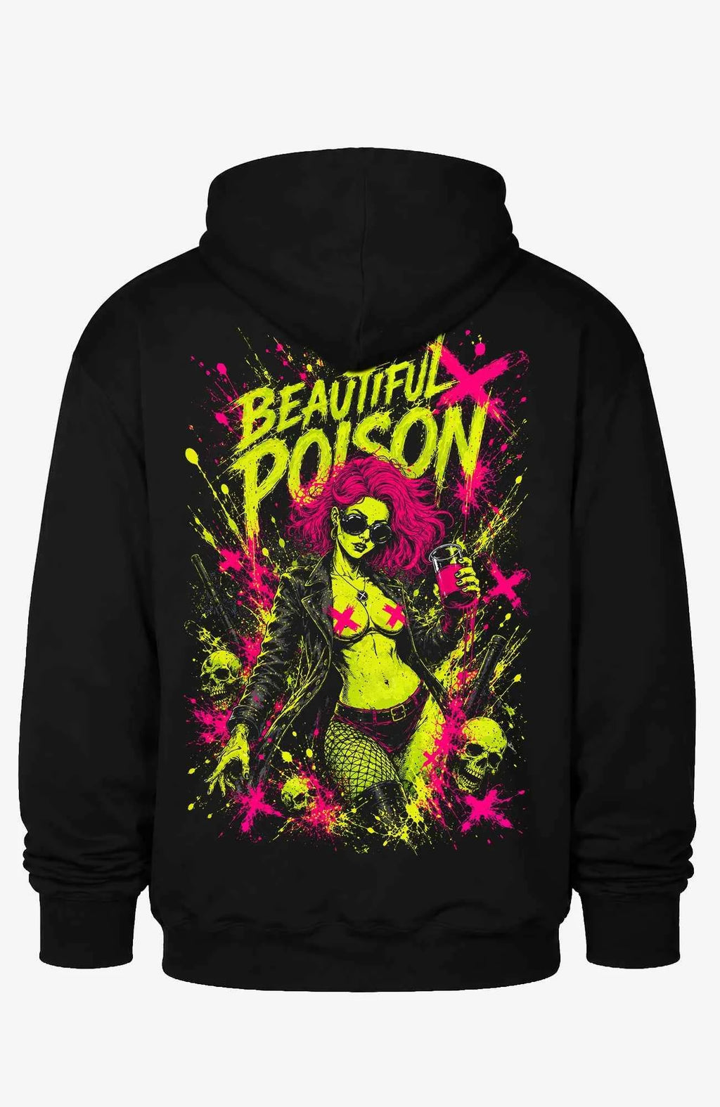 Beautiful Poison | Hoodie Damen | Schwarz Hoodie Poisen-SkaterHoodie-streetwear-Hoodie-black-Backside-EnrolShop-EnrolDesign.
