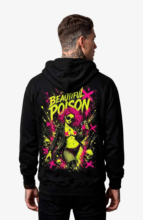 Beautiful Poison | Hoodie Herren | Schwarz Hoodie Poisen-SkaterHoodie-streetwear-Hoodie-black-Backside-EnrolShop-EnrolDesignMann01.