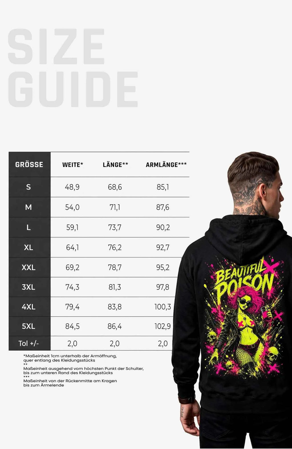 Beautiful Poison | Hoodie Herren | Schwarz Hoodie Poisen-SkaterHoodie-streetwear-Hoodie-black-Backside-EnrolShop-EnrolDesignMann01SizeGuide.