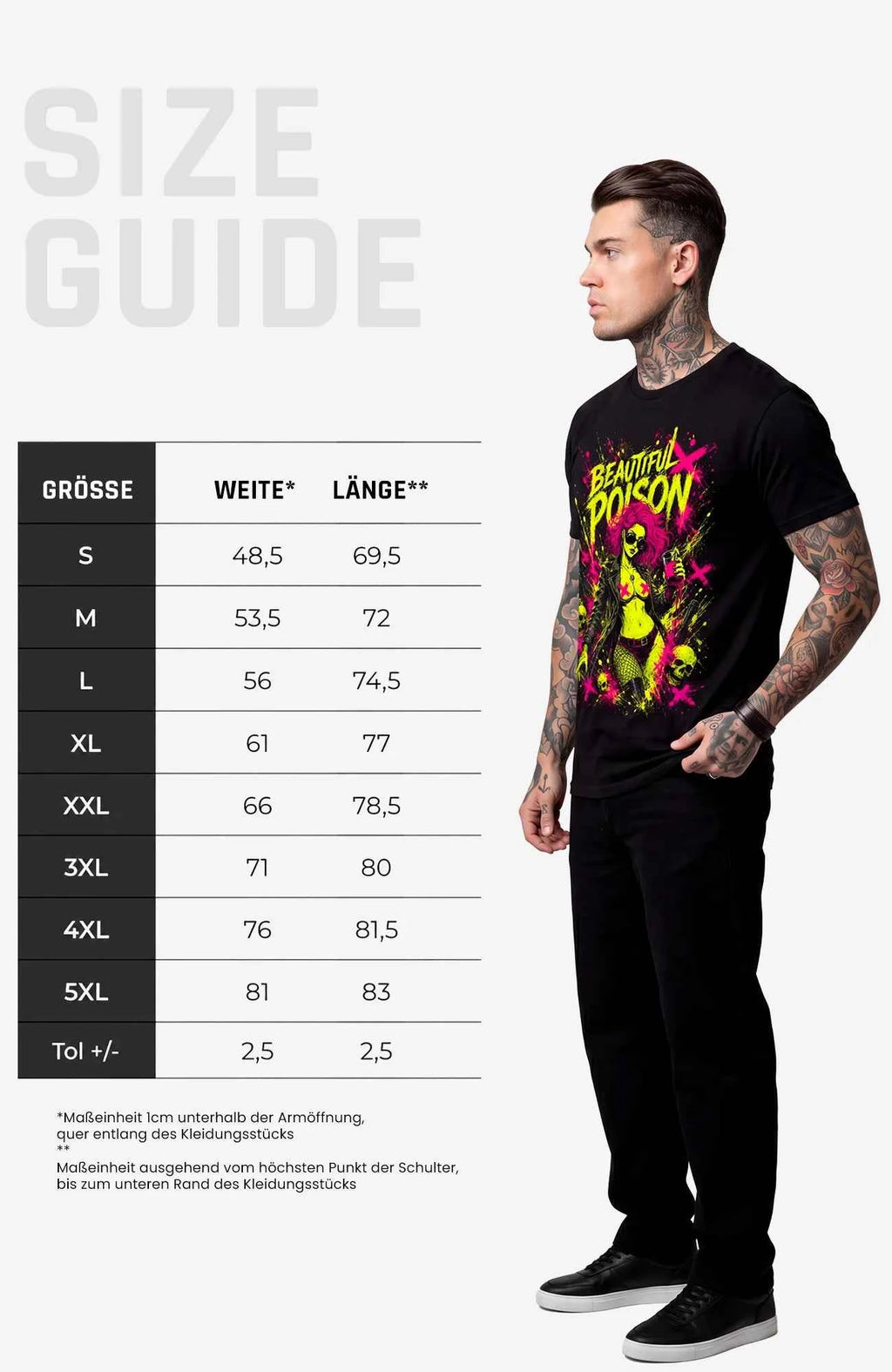 Beautiful Poison | T-Shirt | schwarz | Skater T-Shirt Shirt Poisen-SkaterShirt-streetwear-tshirt-black-Front-EnrolShop-EnrolDesign-SIZEGUIDE-Mann