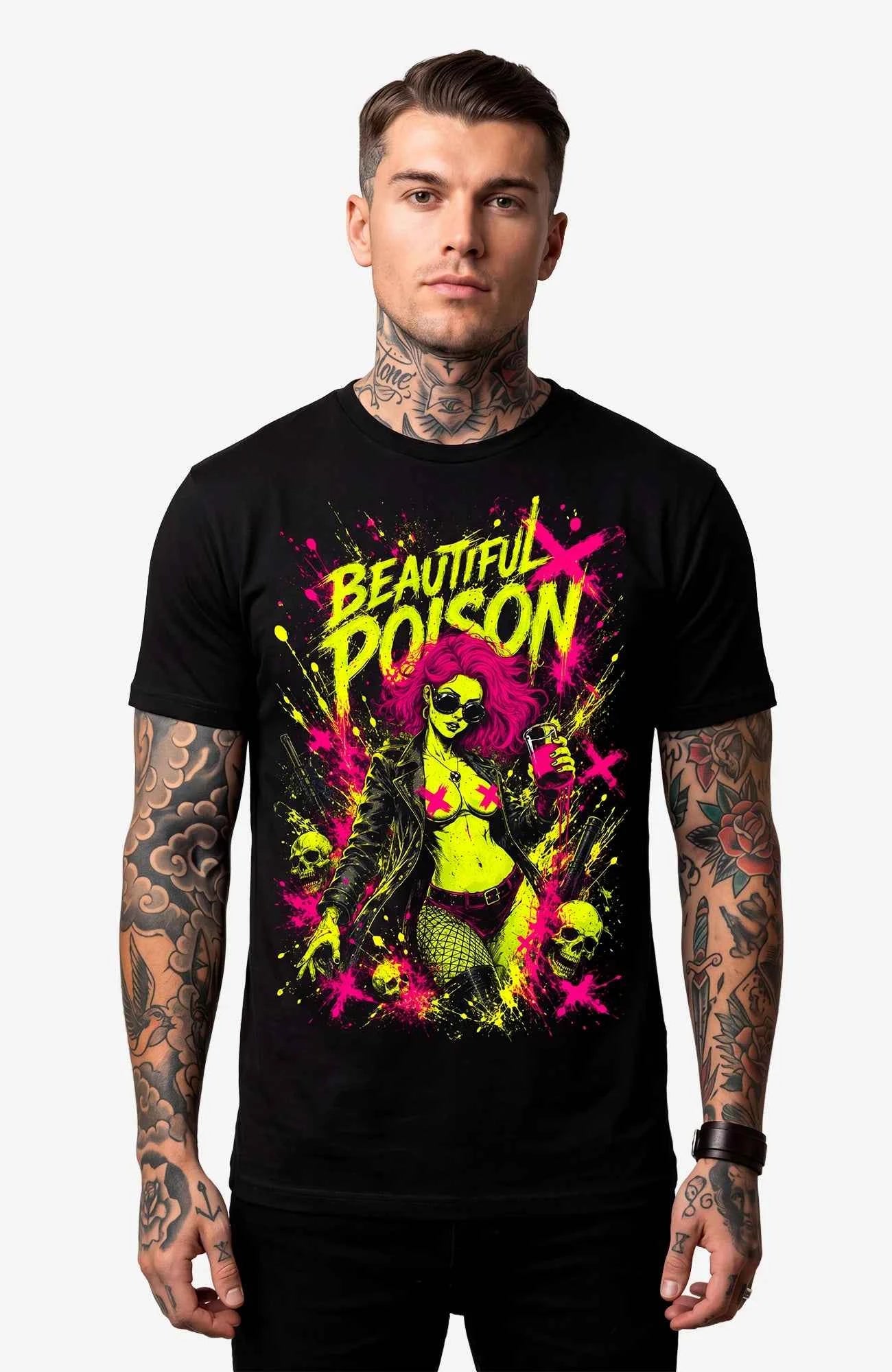 Beautiful Poison | T-Shirt | schwarz | Skater T-Shirt Shirt Poisen-SkaterShirt-streetwear-tshirt-black-Front-EnrolShop-EnrolDesign.-Mann01