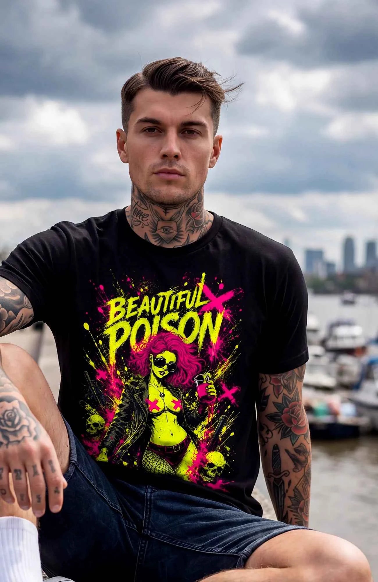 Beautiful Poison | T-Shirt | schwarz | Skater T-Shirt Shirt Poisen-SkaterShirt-streetwear-tshirt-black-Front-EnrolShop-EnrolDesign.-Mann02