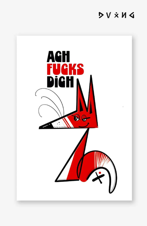 Ach Fuchs dich | Freche Postkarte mit Fuchs Postkarte Postkarte-AchFucksDich-EnrolShop-EnrolDesign-Sticker-Fuchs-Postkarte