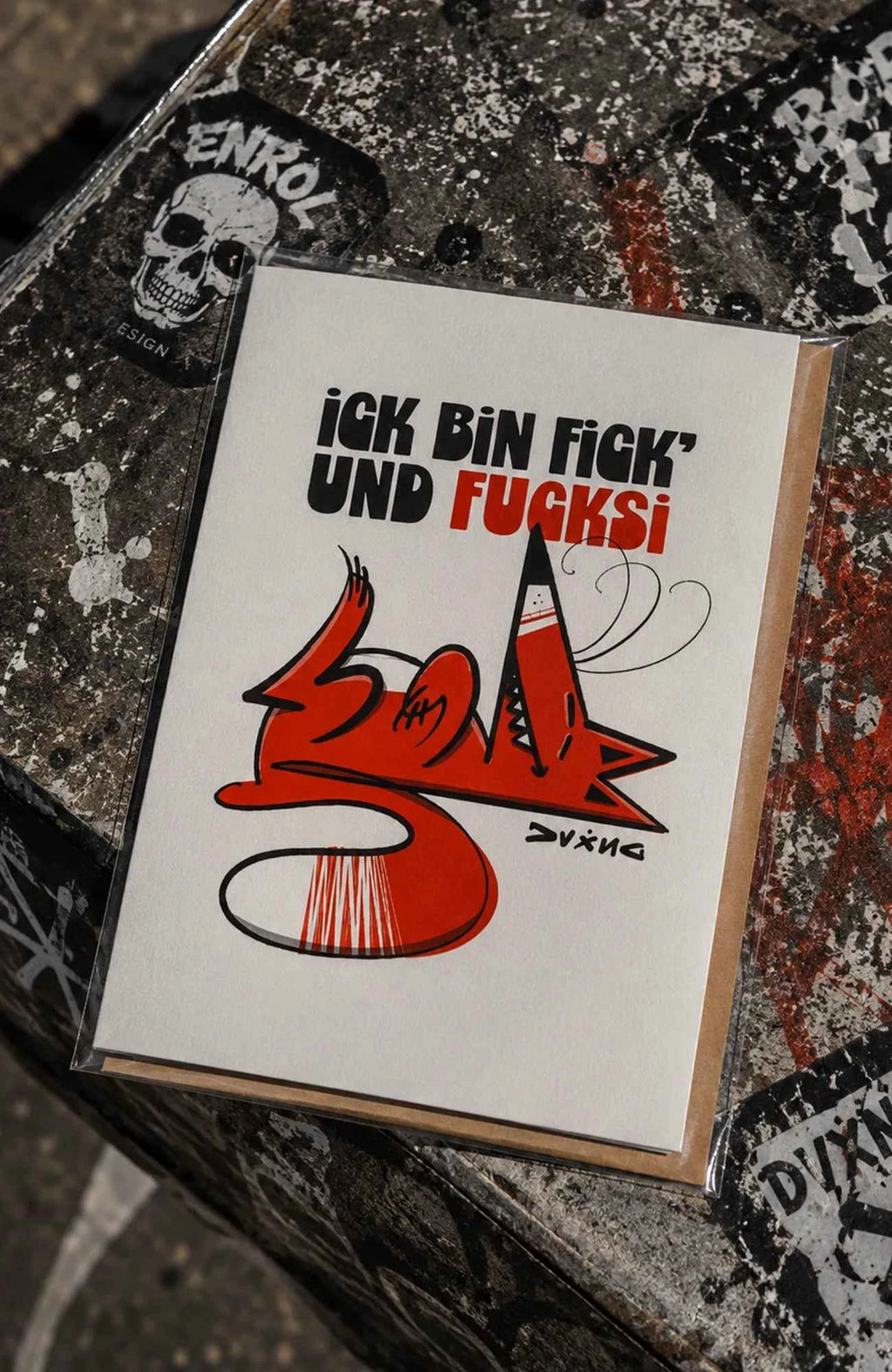 Ick bin Fick’ und Fucksi | Freche Postkarte mit Fuchs Postkarte Postkarte-ickbinFickundFucksi-EnrolShop-EnrolDesign-Fuchs-Postkarte02
