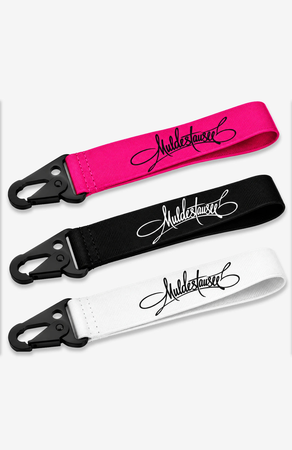 Muldestausee Script Schlüsselanhänger | Premium Schlüsselband mit Karabiner | Pink, Schwarz oder Weiß