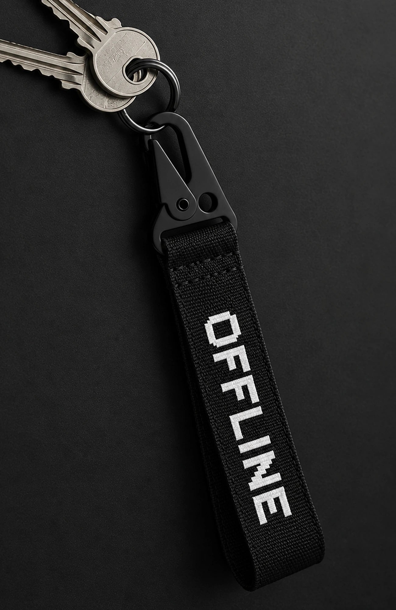 Offline Schlüsselanhänger | Premium Schlüsselband mit Karabiner | Blau, Schwarz oder Weiß