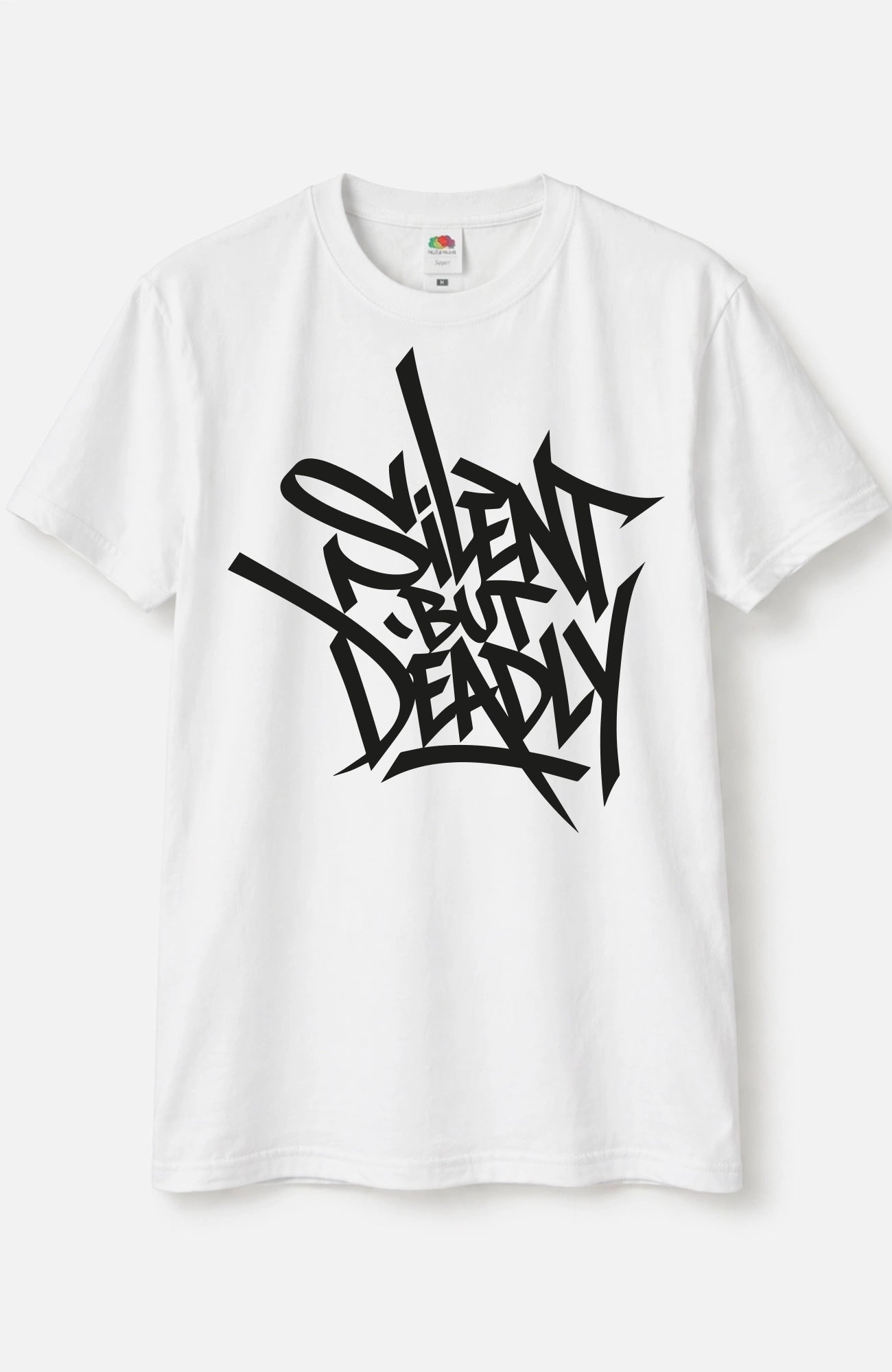Silent But Deadly – Look Bundle - Shirt + Sticker Bundle SilentbutDeadly-EnrolDesign-streetwear-tshirt-weiss-Frontwebp