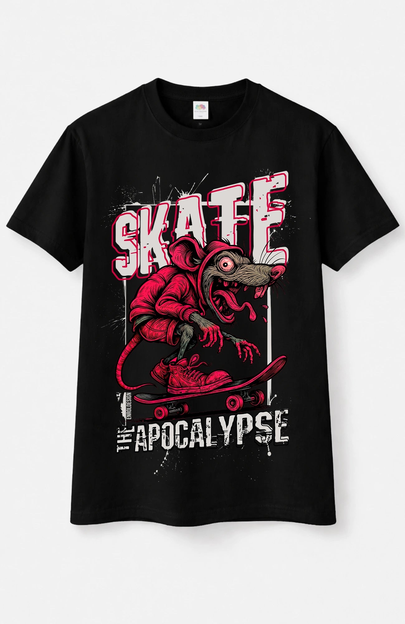 Skate the Apocalypse T-Shirt – Skater Shirt Schwarz Shirt Skate-the-Apocalypse-streetwear-black--Front-01