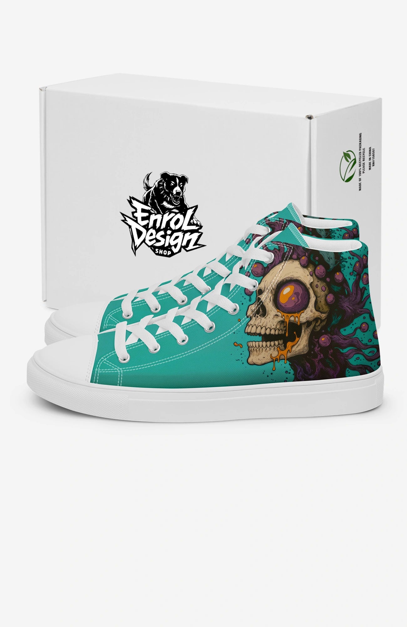 Toxic Skull High Tops | Herren Sneaker Skull-high-top-sneaker-Green-streetwear-bunt-canvas-enroldesign-01