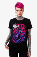 Stay Wild | T-Shirt | schwarz | Skater T-Shirt Shirt StayWild-SkaterShirt-streetwear-tshirt-Einhorn-Black-EnrolShop-EnrolDesign-Front.-Women01webp