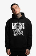 System Error Hoodie – Dark Streetwear Statement Hoodie SystemError-EnrolDesign-streetwear-Hoodie-black-Front.-Male-EnrolShop.-Model01