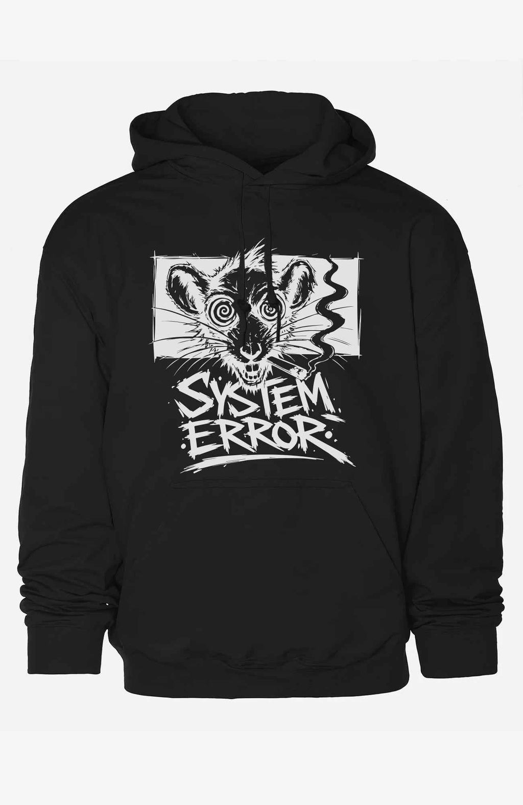 System Error Hoodie – Dark Streetwear Statement Hoodie SystemError-EnrolDesign-streetwear-Hoodie-black-Front