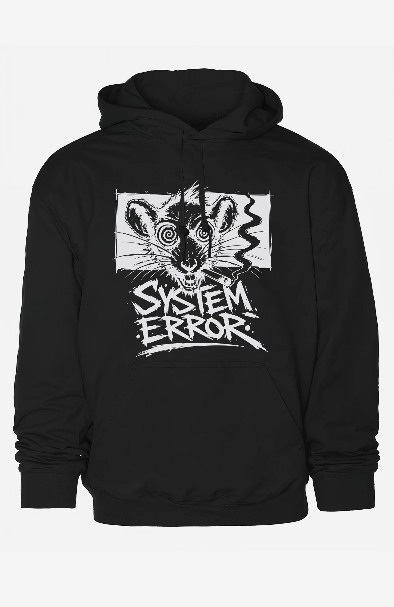 System Error Hoodie – Dark Streetwear Statement Hoodie SystemError-EnrolDesign-streetwear-Hoodie-black-Front