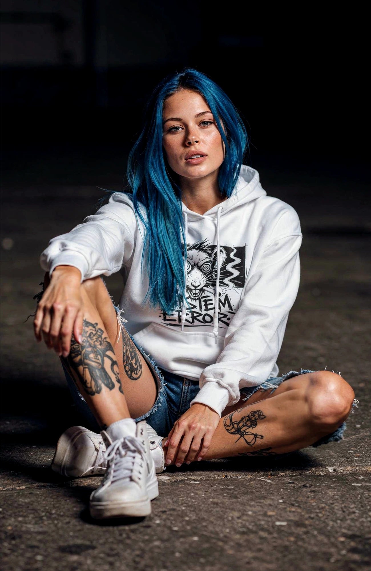 System Error Hoodie – White Edition Hoodie SystemError-EnrolDesign-streetwear-Hoodie-white--Front.-Famale-EnrolShop.-Model02