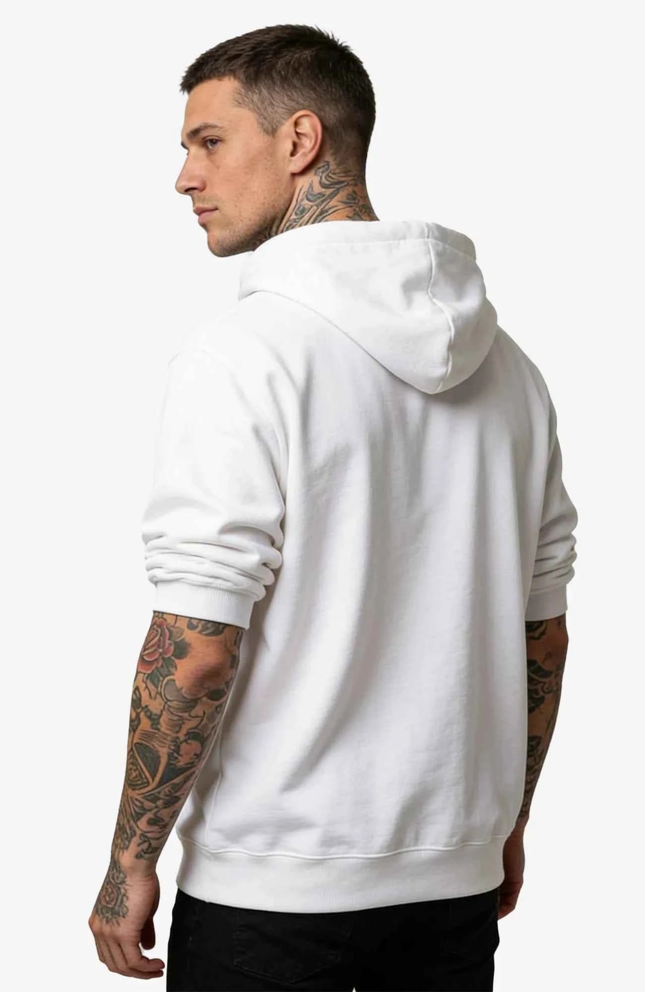 System Error Hoodie – White Edition Hoodie SystemError-EnrolDesign-streetwear-Hoodie-white-Back.-Male-EnrolShop.-Model01